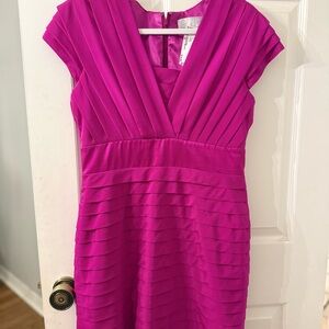 Fuchsia Badgley Mischka Pleated Dress